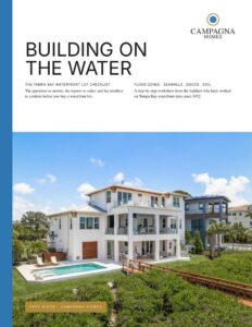 Building on the Water: Tampa Bay Waterfront Lot Checklist guide cover from Campagna Homes